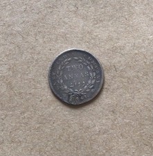 Antique Coin British India Two Annas Silver 1841 Queen Victoria