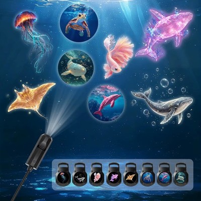 USB Ocean Projector Light 8 Marine Slides Flexible LED Night Lamp USB  