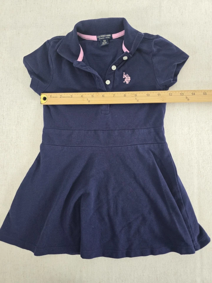 US Polo Assn. Vestido Niñas Extra Pequeño Azul Marino Manga Corta Cuello Botón Foto 2 de 4