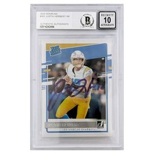 Justin Herbert Autographed Los Angeles Chargers 2020 Donruss Rated Rookie Card. rookie card picture