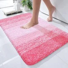 OLANLY Bathroom Rug Mat 24x16, Extra Soft and Absorbent 24" x 16", Pink 