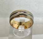 Vintage 14K White & Yellow gold Band 7.5mm wide size 7 / wt 5.8gr #7-4 — photo 2
