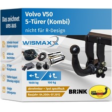 ANHÄNGERKUPPLUNG abnehmbar für Volvo V50 04-12 +7pol E-Satz BRINK