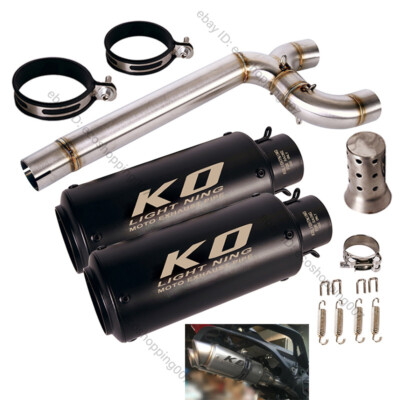 For Yamaha FZ6 FZ6N FZ6S Slip On Exhaust System 51mm Muffler Tips Mid Link Pipe