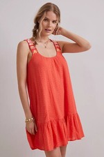 Anthropologie Coral Embroidered Tunic Dress Size XL D28