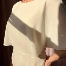 Designer Halston Cream Cape Dress