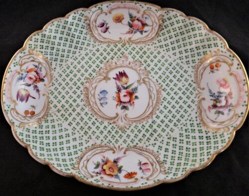 English Regency Coalport Porc. Bowl w/3 & 4 Leaf Clovers, 10x 8. 200+ years old - Picture 1 of 7