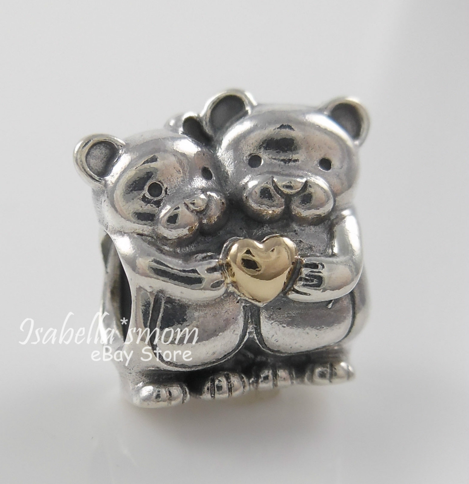 Oso Abrazo Auténtico Plata / 14K Oro Amor Corazón Charm 791395 Nuevo W | eBay