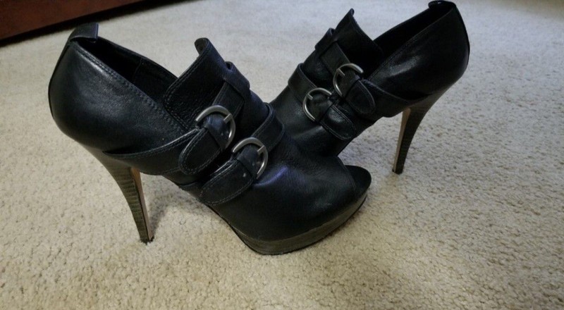 Coach Shoes Black Bootie Size 9.5 Leather w Buckles