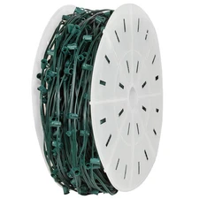 1000' C9 Christmas Light Spool Green Wire 1000 Sockets SPT-1 Wire 12” Spacing
