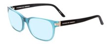 Porsche Designs P8250-C Oval Blue Light Glasses in Crystal Azure Aqua Black 55mm