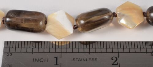 7-3/4" Smoky Quartz & White Mother of Pearl Sterling Silver 925 Beaded Bracelet - Picture 3 of 9