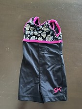 GK Elite girls CXS pink silver black hearts sleeveless biketard