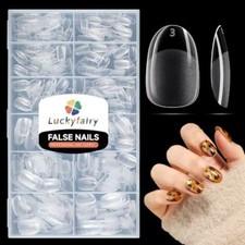 Round Nail Tips, 504Pcs Pre-shaped Short Nail Tips Oval Shape, 15 Short Oval