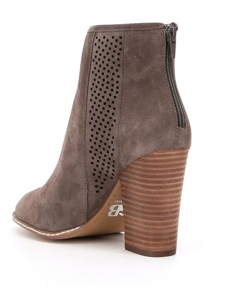 Botines GB Schools-Out para mujer talla 8M gris gamuza cremallera trasera punta abierta tacón bloque  Foto 4 de 4