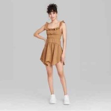 Wild Fable Women's Ruffle Tiered Skater Dress Brown Size Small