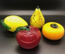 Vintage Murano Style Hand Blown Glass Fruit Set of 4