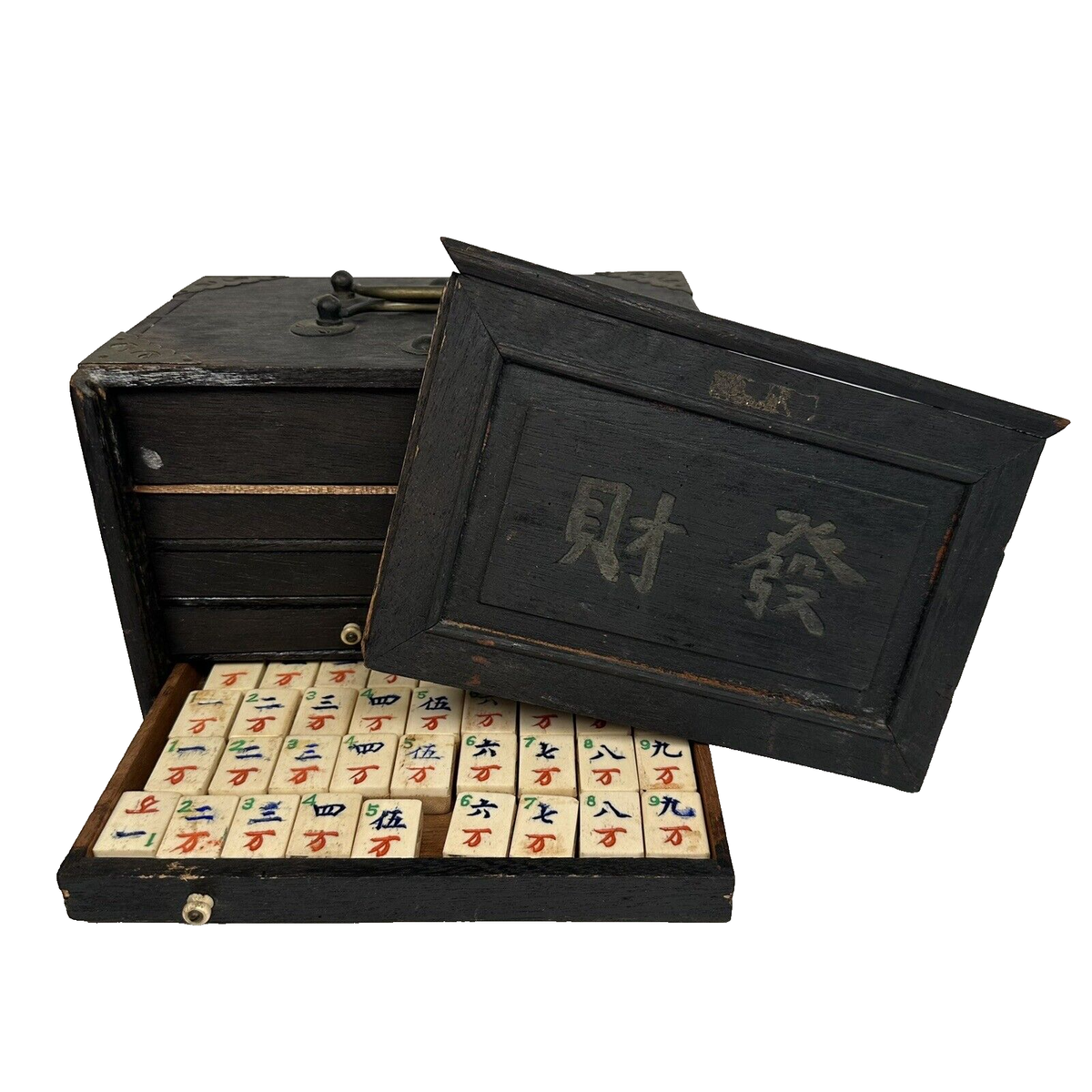 Beautiful 19th Century Mahjong Set In Box (missing 7 Pieces