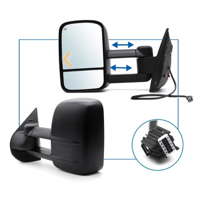Pair Set Towing Mirrors for 2007-2013 Silverado 1500 Power Heated Arrow Signal