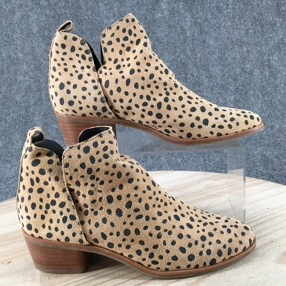 Dolce Vita Boots Womens M Kaidie Ankle Booties Heels Leopard Beige  Leather