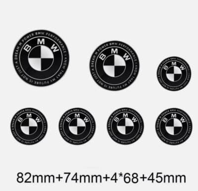 7PCS/Set for BMW 50th Anniversary Limited Edition Black Front Hood Emblem Badge*