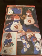 Butterick 5181 pattern Christmas tree skirt stockings ornament snowman Uncut