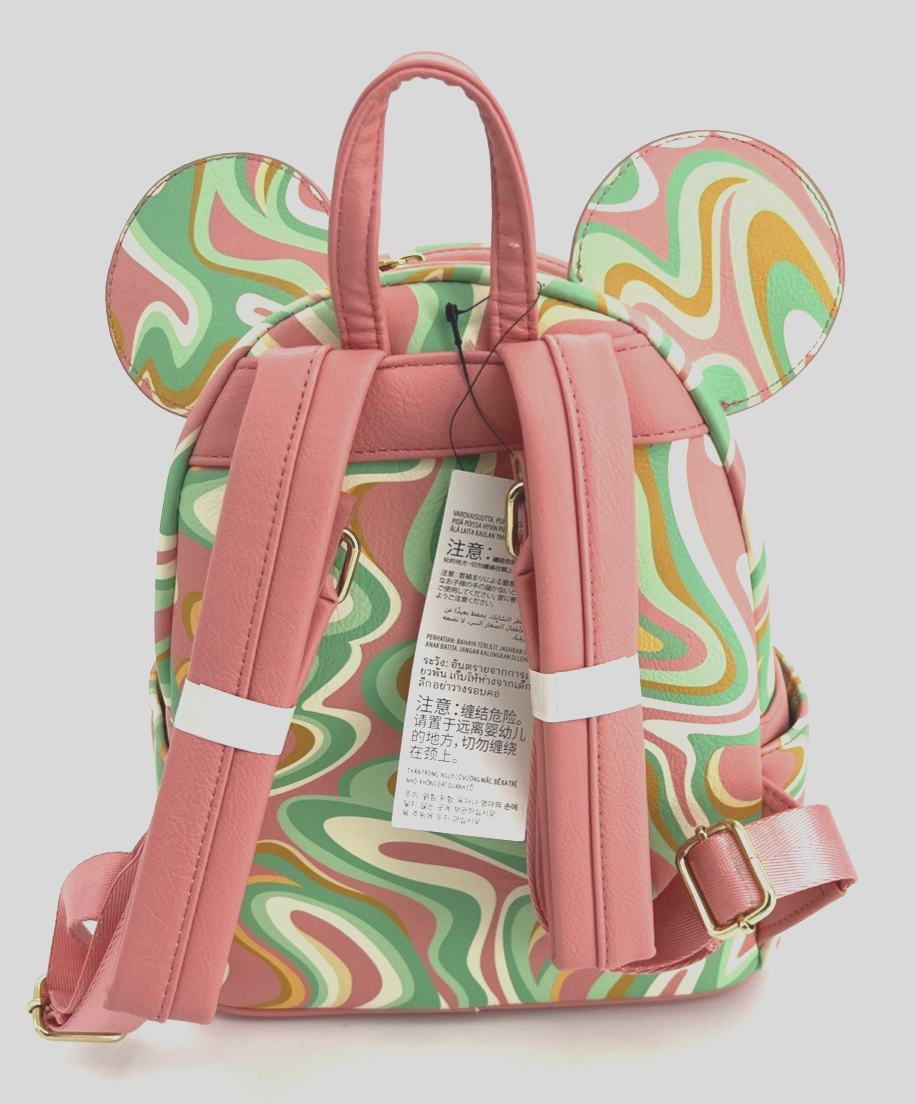 New Loungefly Disney Parks Mickey Mouse Swirl Pink Green
