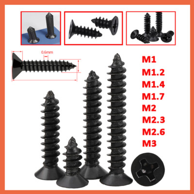 Senkkopf Selbstschneidende M1 M1.2 M1.4 M1.7 M2 - M3 Holzschrauben Vollgewinde