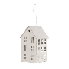 Hängelaterne HEART weiß shabby chic Laterne Haus Metallhaus zum Hängen H18cm