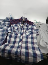 4 Vtg Southern Classics Plaid Pearl Snap Short Sleeve Shirts Sz M Pit 21 L 30