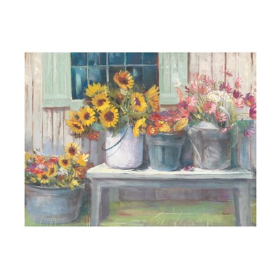 'Green Bench Bright' Canvas Art by Carol Rowan