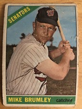 1966 Topps Mike Brumley Baseball Card #29 Senators Catcher Low-Grade Poor