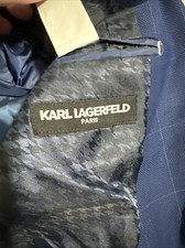 Karl Lagerfeld Mens Blue Plaid 2 Btn Dual Vent Blazer Sz 42 R