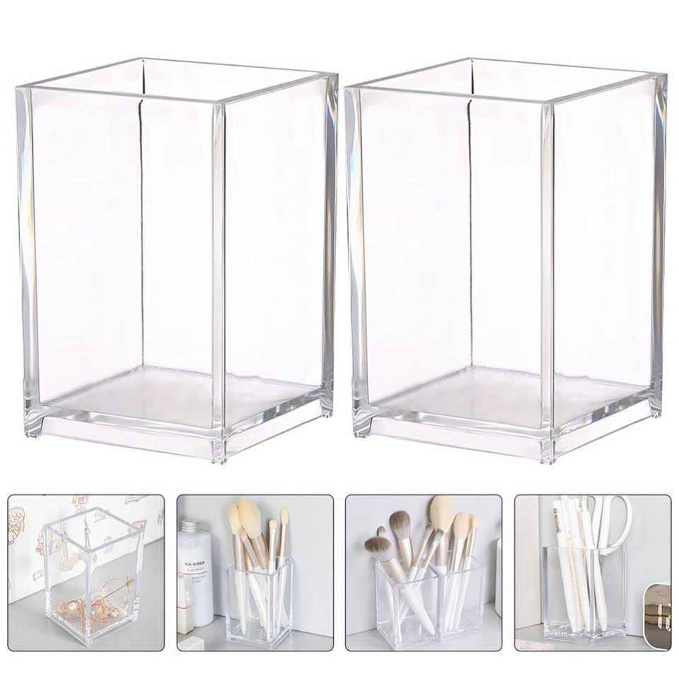 2 PCS Office Supplies for Desk Acrylic Storage Stationery Box Student