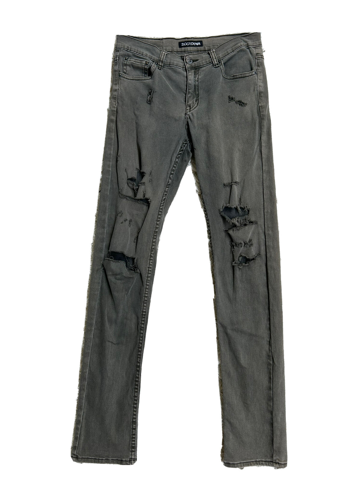 Men’s Ziggy Denim Grey 32x32 Jeans Destressed Slim Fit Skinny Leg Pants