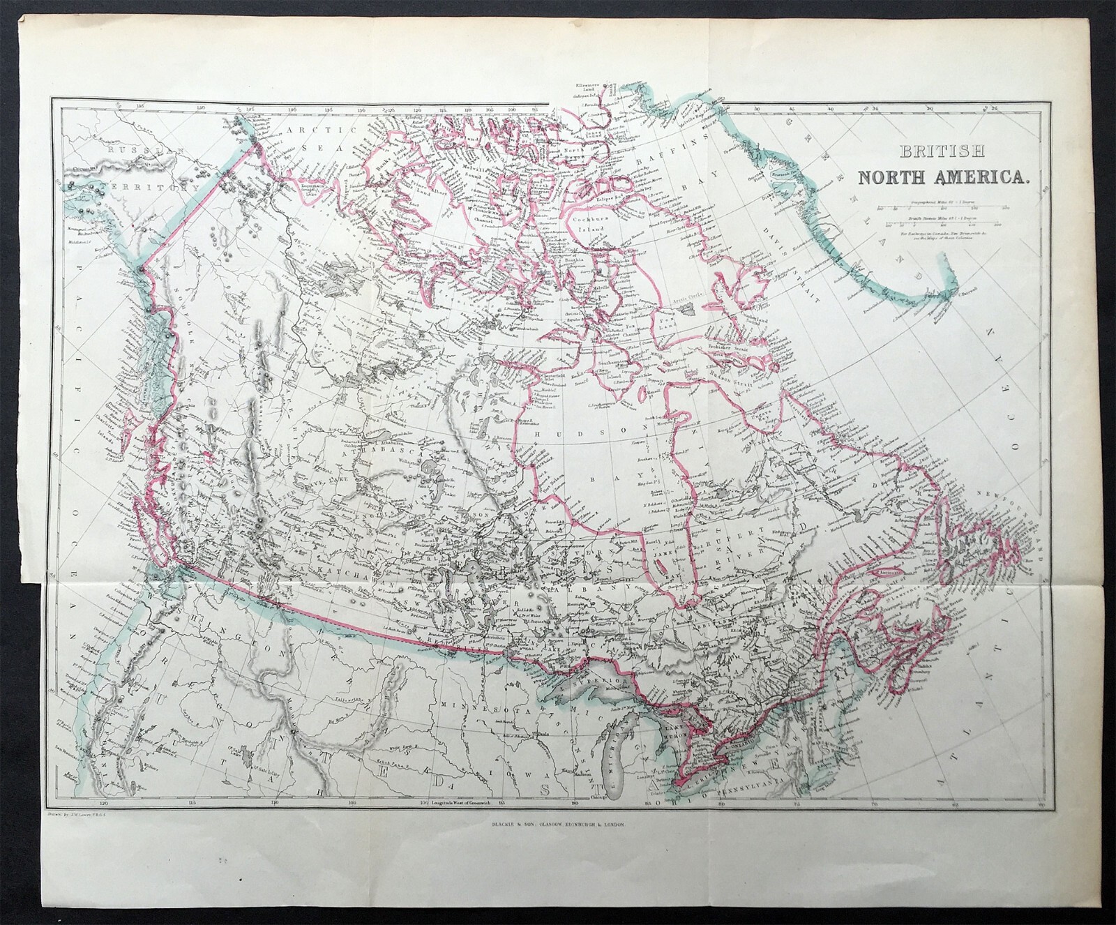 1860 Blackie & Son Antique Map British North America - Canada & The ...