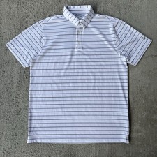 NEW Under Armour Performance Polo Striped 2.0 Golf Stretch White Size Large