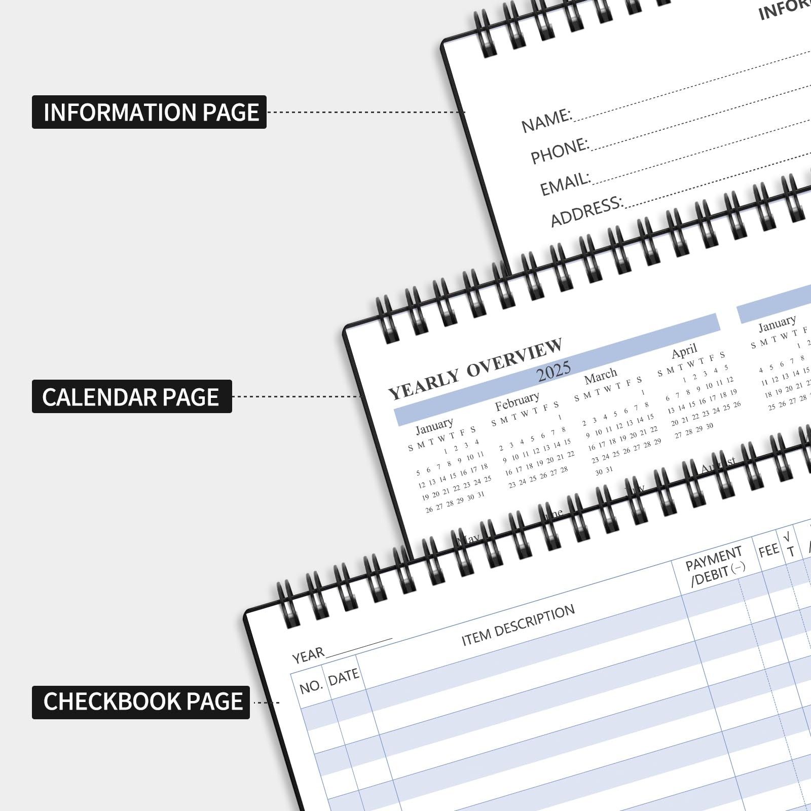 как выглядит Checkbook Register, Check Registers for Personal Medium 8.4" x 6.1" , Black фото