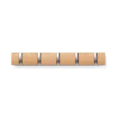 Umbra Flip Wall Mounted Coat Rack 5 Retractable Hooks Space Saving Design