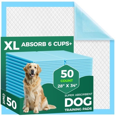 50 Count Dog Pee Pads Extra Large- 28'' x 34'', Super Absorbent Leak-Proof XL P...