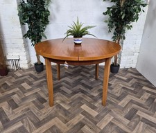 Vintage Mid-Century Round Teak Extending Dining Table Scandi Danish Retro MCM