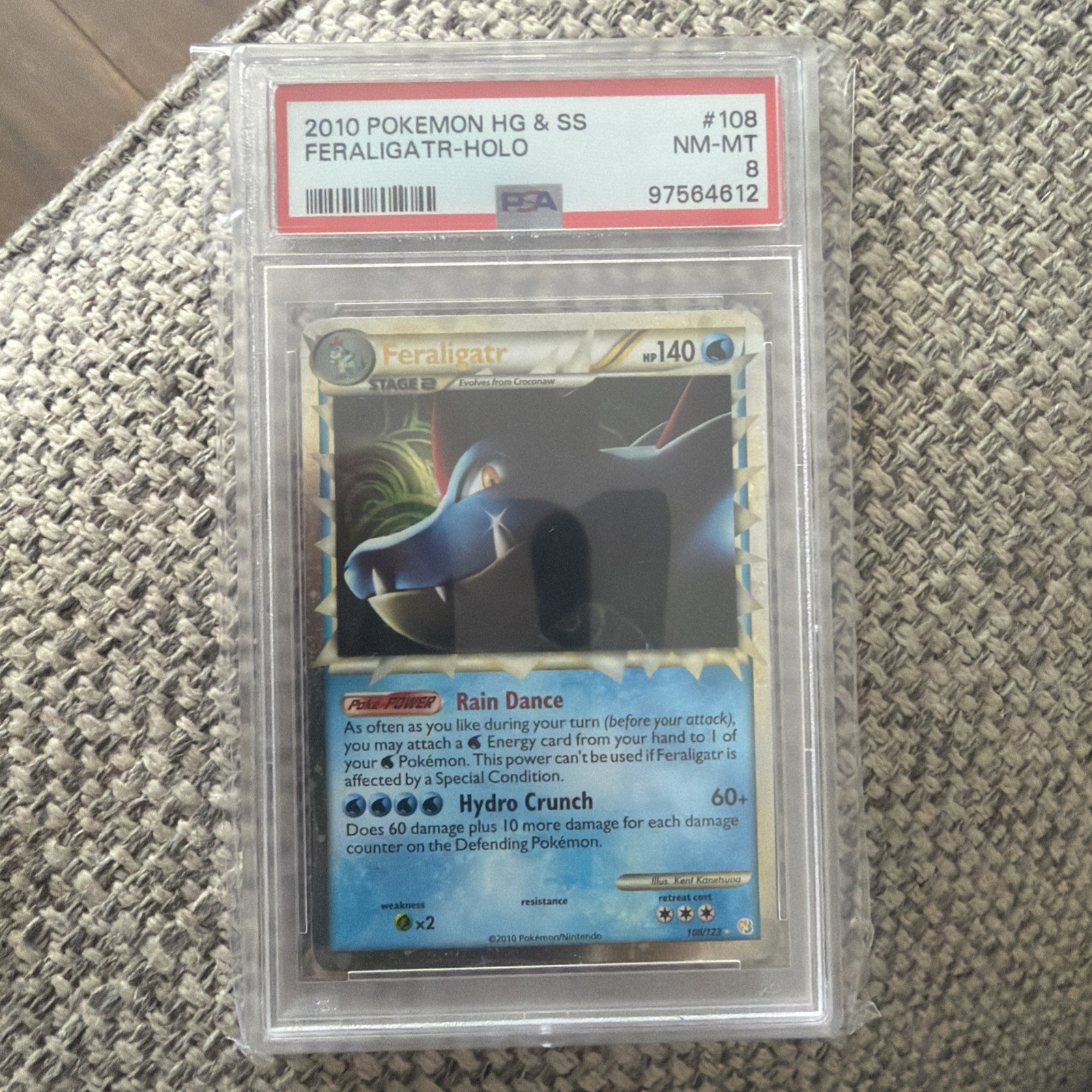 POKEMON CARD 2010 HEART GOLD SOUL SILVER FERALIGATR HOLO #108 GRADED PSA 8 view 1