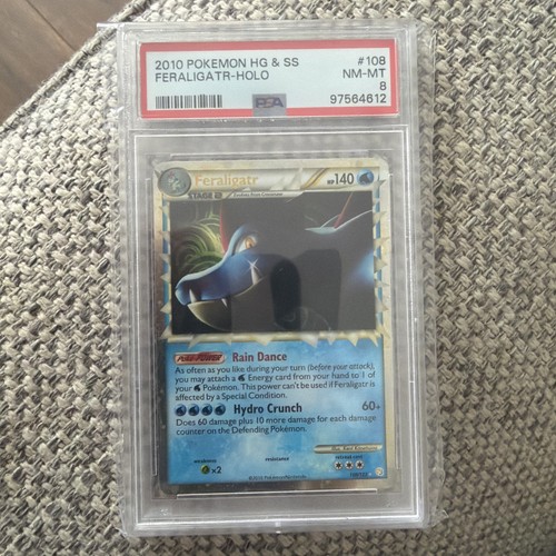 POKEMON CARD 2010 HEART GOLD SOUL SILVER FERALIGATR HOLO #108 GRADED PSA 8
