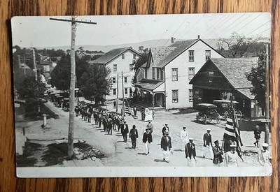 RPPC Street Parade Drums PA 1910 Flag Bearers Luzerne County Real Photo Postcard