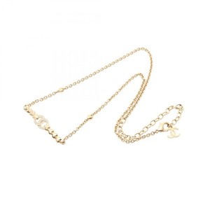 Authentic Chanel Necklace Coco Mark Heart Clear/Gold Plated Rhinestone Women's Accessory