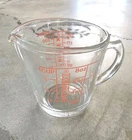 Vintage Pyrex Measuring Cup 508  1 Cup Red Lettering Closed D Handle USA