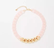 True Lovelies Light Pink Resin and Gold Cable Collar Necklace