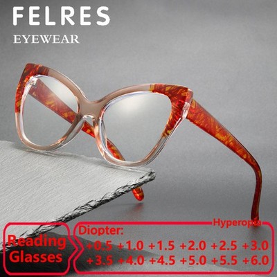 TR90 Cat Eye Blue Light Blocking Reading Glasses For Women Clear Lens Glasses