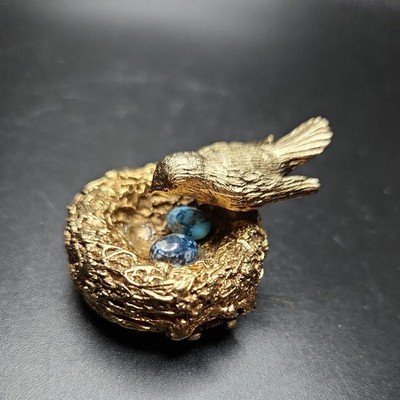 Max Factor 1960 Hypnotique Compact Perfume Gold Bird Nest Speckle Glass Eggs