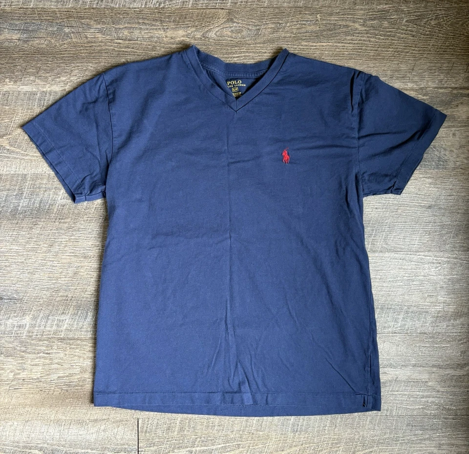 Par de camisetas polo Ralph Lauren para hombre pequeñas cuello redondo en V 100 % algodón Foto 4 de 4